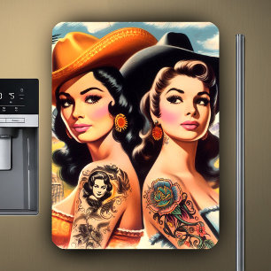 Vintage Tatuerade Cowgirls Magnet