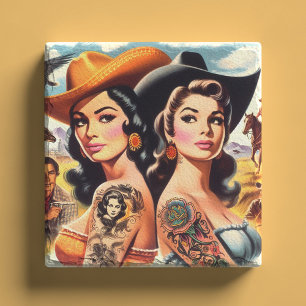 Vintage Tatuerade Cowgirls Stenunderlägg