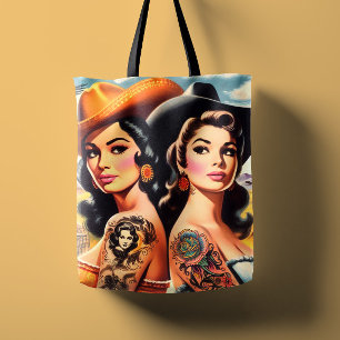 Vintage Tatuerade Cowgirls Tygkasse