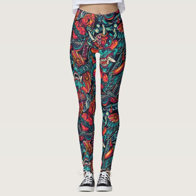 Vintage Tatuering Leggings (Framsida)