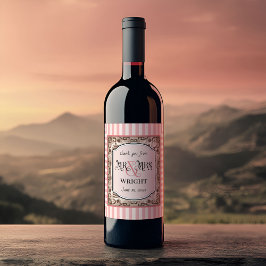 Vintage Taupe Willow Bröllop Vin & Food Labels Vinflaska Etikett