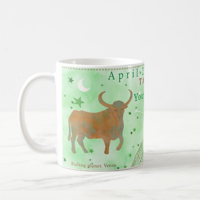 Vintage Taurus. Anpassade zodiak Kaffemugg (Vänster)