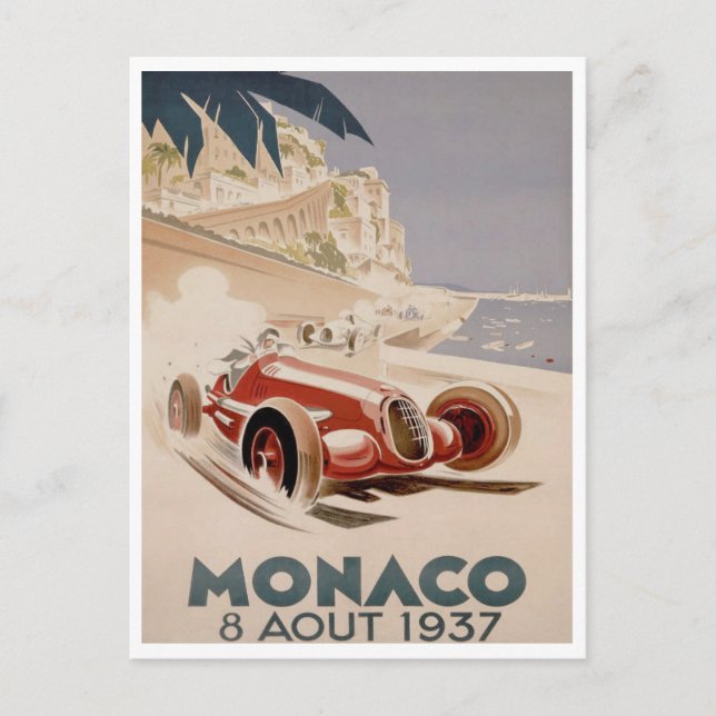 Vintage Tävla - 1937 Monaco Grand Prix  Vykort (Framsida)