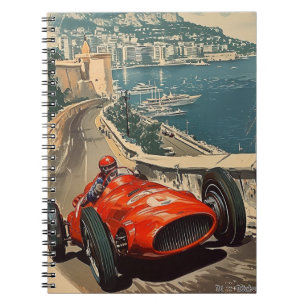 Vintage tävla bil Monaco kusten Anteckningsbok
