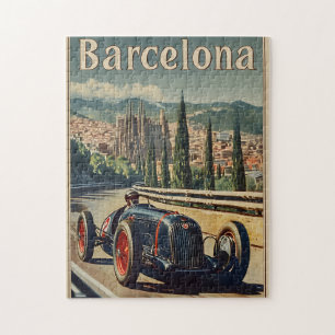 Vintage Tävla Car i Barcelona Pussel