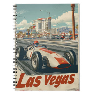 Vintage Tävla Car i Las Vegas Anteckningsbok