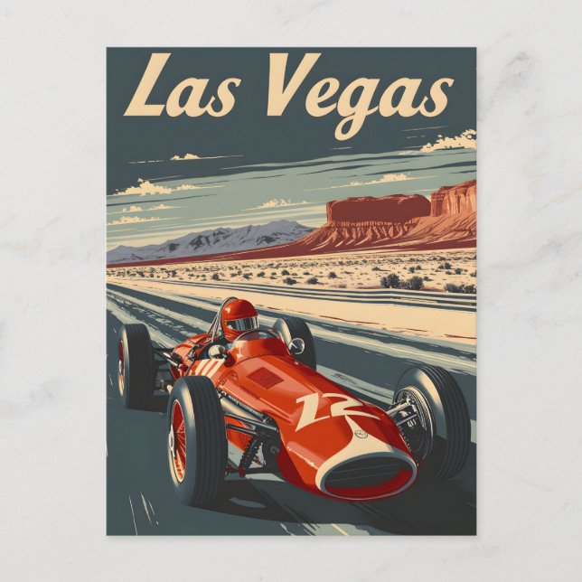Vintage Tävla Car i Las Vegas Vykort (Framsida)
