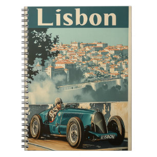 Vintage Tävla Car i Lissabon Anteckningsbok