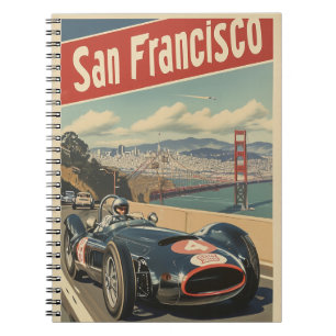 Vintage Tävla Car i San Francisco Anteckningsbok