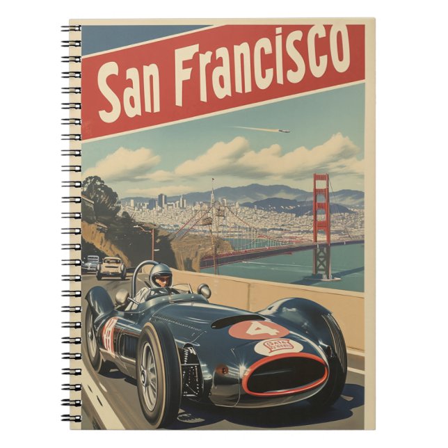 Vintage Tävla Car i San Francisco Anteckningsbok (Framsidan)