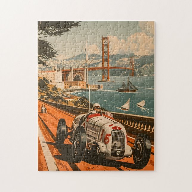 Vintage Tävla Car i San Francisco Pussel (Vertikal)