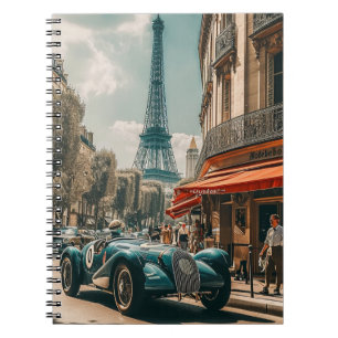 Vintage Tävla Car Paris Anteckningsbok