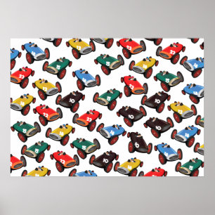 Vintage Tävla Cars Poster