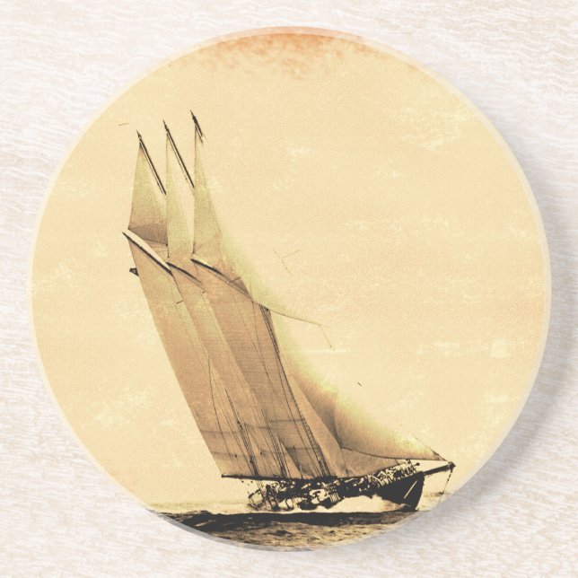 Vintage Tävla Yacht Sandstone Underlägg Sandsten (Framsidan)