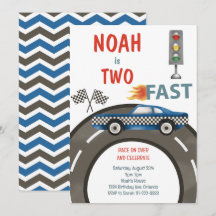 Vintage Tävling - Blått 2:a födelsedagsinbjudan