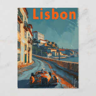 Vintage tävlingsbil i Lissabon Vykort