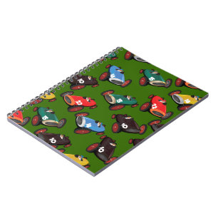 Vintage tävlingsbilar anteckningsbok med spiral