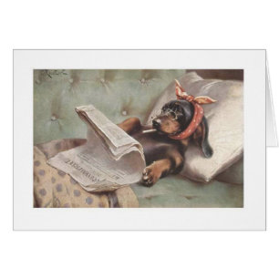 Vintage - tax på soffan, hälsningskort