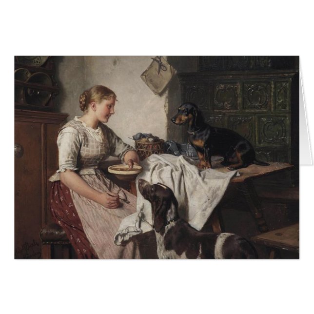 Vintage - tax- & pekarehundar, hälsningskort (Framsidan Horizontal)