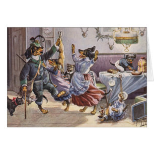 Vintage - taxfamilj, hälsningskort