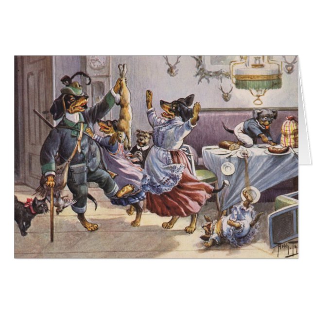 Vintage - taxfamilj, hälsningskort (Framsidan Horizontal)