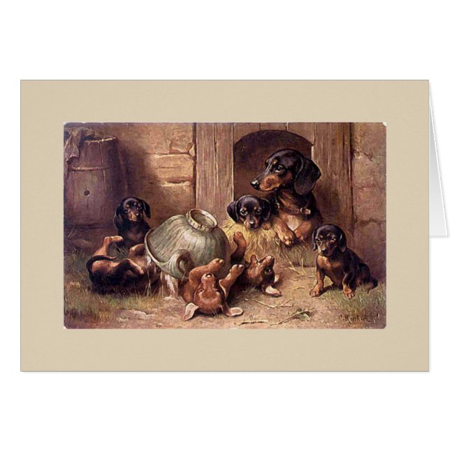 Vintage - taxfamilj, hälsningskort (Framsidan Horizontal)