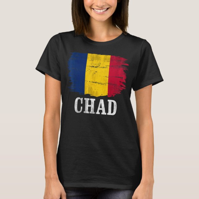Vintage Tchad Flagga för Tchad T Shirt (Framsida)