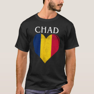 Vintage Tchad Flagga Heart för Tchad T Shirt