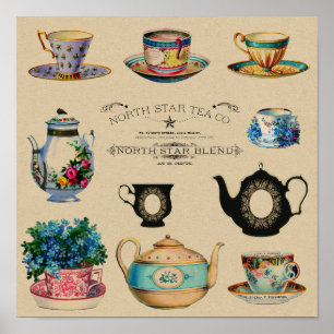 Vintage Tea-annonsering Poster