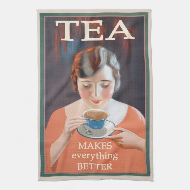 Vintage Tea Drinker, cuppa Kökshandduk (Vertikal)