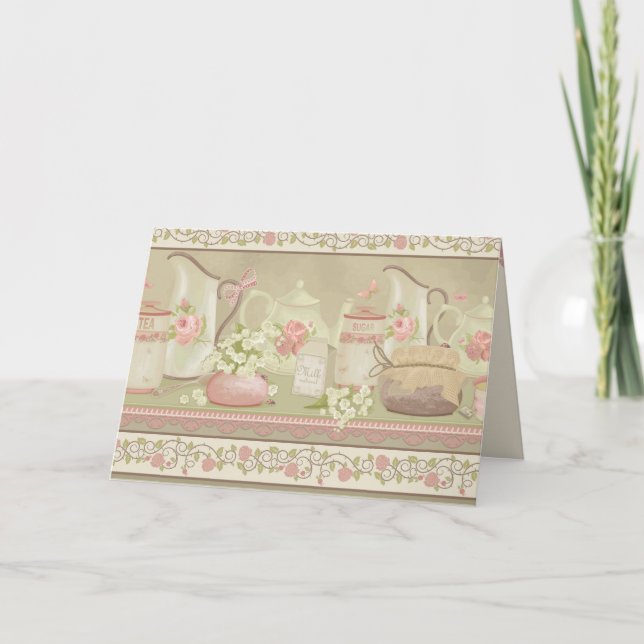Vintage Tea Mors dag Card Kort (Framsida)