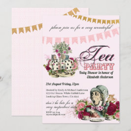 Vintage Tea Party BABY SHOWER Alice i underlandet Inbjudningar