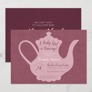 Vintage Tea Party Baby Shower Inbjudningar