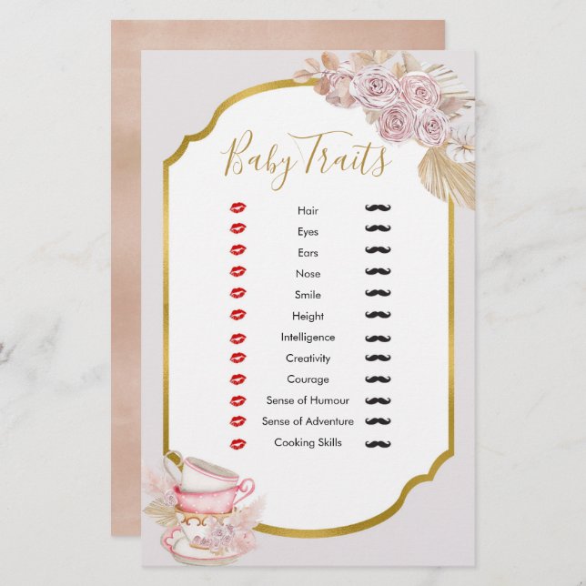 Vintage Tea Party Baby Traits Shower (Fram/baksida)