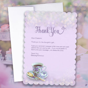 Vintage Tea Party Bröllopsdusch Lilac Tack Kort