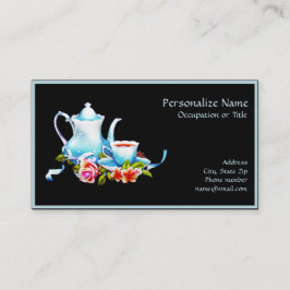 Vintage Tea Party Event Planner Elegant Blue Black Visitkort