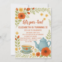 Vintage Tea Party födelsedagsinbjudan med Elegant