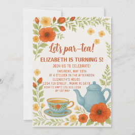 Vintage Tea Party födelsedagsinbjudan med Elegant Inbjudningar