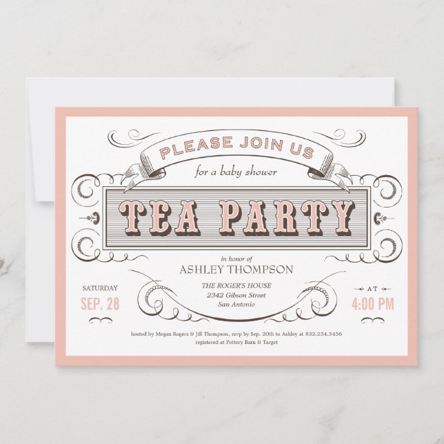 Vintage Tea Party-inbjudningar Inbjudningar (Framsida)