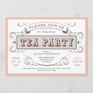 Vintage Tea Party-inbjudningar Inbjudningar