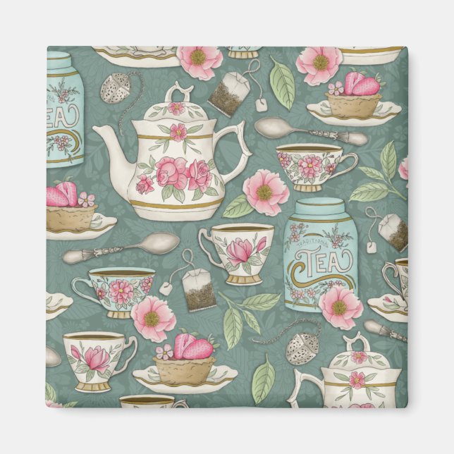 Vintage Tea Party Magnet (Framsidan)