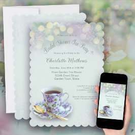 Vintage Tea Party Möhippa Grönt Inbjudningar