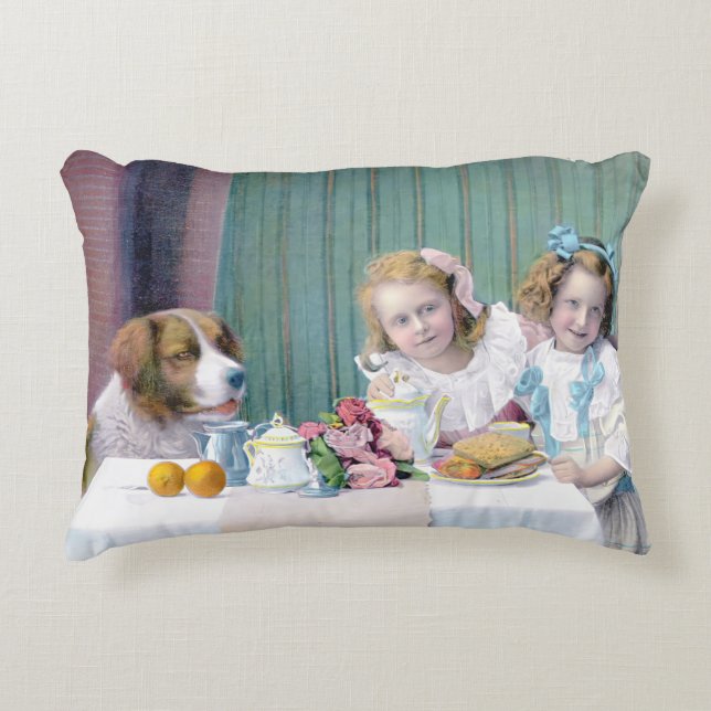 Vintage Tea Party Prydnadskudde (Framsidan)