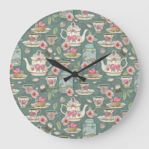 Vintage Tea Party Stor Klocka
