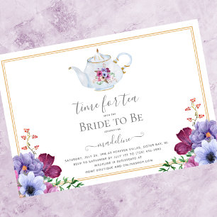 Vintage Tea Party Tekanna Möhippa Inbjudningar