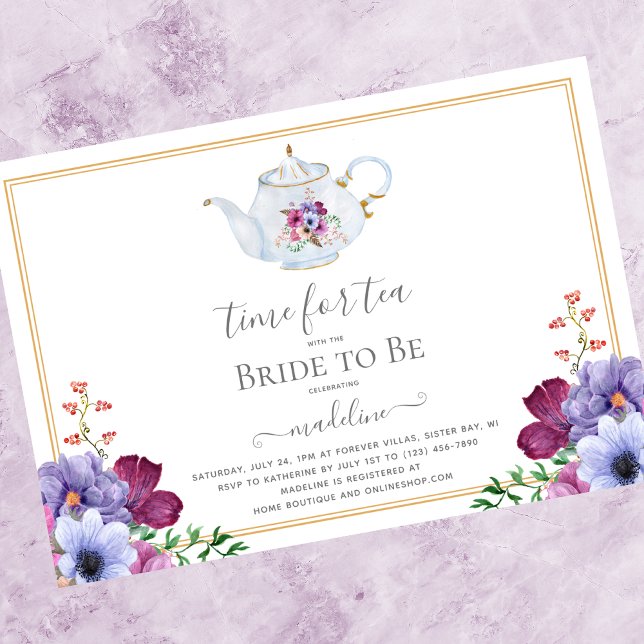 Vintage Tea Party Tekanna Möhippa Inbjudningar (Skapare uppladdad)