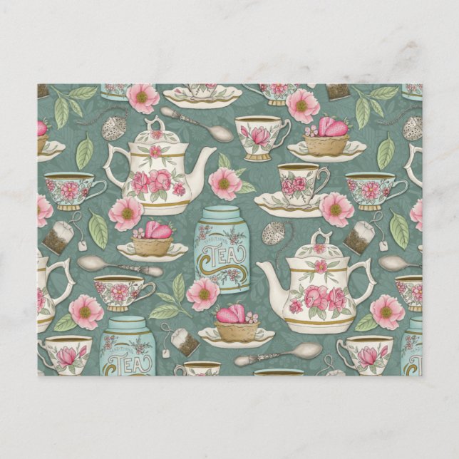 Vintage Tea Party Vykort (Framsida)