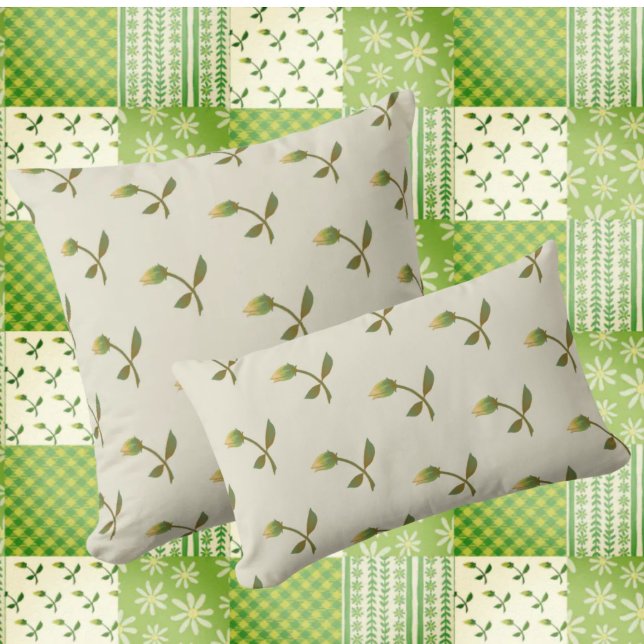 Vintage Tea Stained Yellow Rose Buds Kudde (Skapare uppladdad)