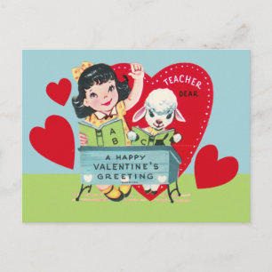Vintage Teacher Valentine Helg Vykort