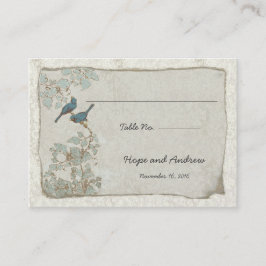 Vintage Teal Birds Placera kort med menyval